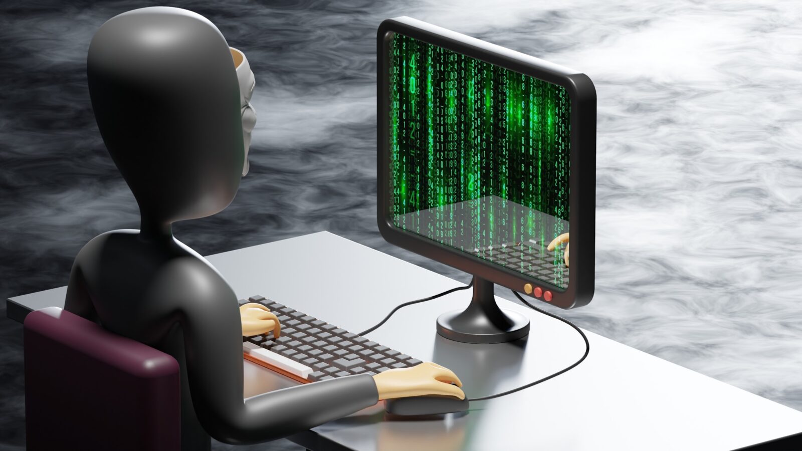 hacker using graphical user interface