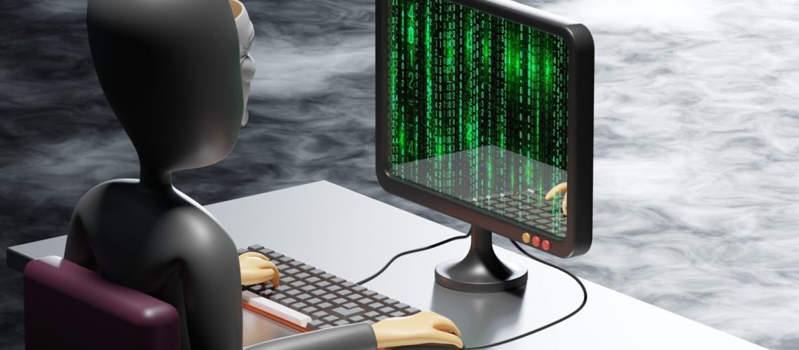 hacker using graphical user interface